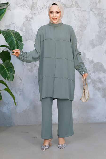 Modest Almond Green Dual Suit 65883CY - NEVA STYLE