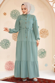 Modest Almond Green Eid Dress 10334CY - 3