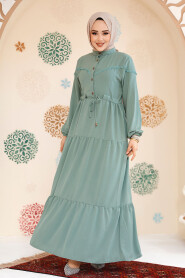 Modest Almond Green Eid Dress 10334CY - 2