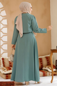 Modest Almond Green Eid Dress 61462CY - 3