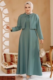 Modest Almond Green Eid Dress 61462CY - 2