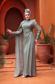Modest Almond Green Engagement Dress 5296CY - 4