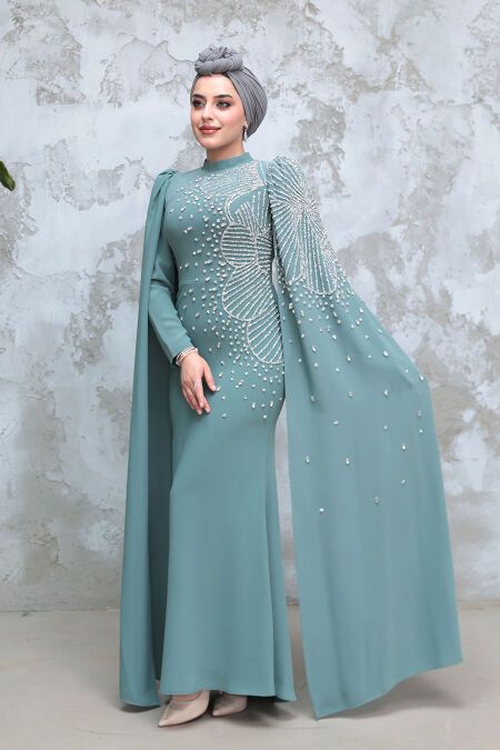 Modest Almond Green Evening Dress 51671CY - NEVA STYLE