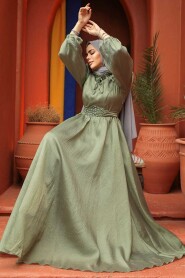 Modest Almond Green Evening Gown 45581CY - 2