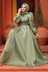 Modest Almond Green Evening Gown 45581CY - 3