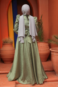 Modest Almond Green Evening Gown 45581CY - 4