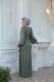 Modest Almond Green Evening Gown 51203CY - 4