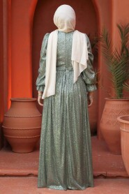 Modest Almond Green Evening Gown With Long Sleeve 44961CY - 4