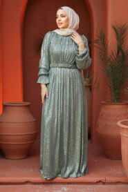 Modest Almond Green Evening Gown With Long Sleeve 44961CY - 2