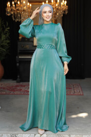 Modest Almond Green Evening Long Dress 23302CY - 3