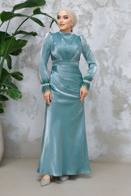 Modest Almond Green Evening Long Dress 50481CY - NEVA STYLE