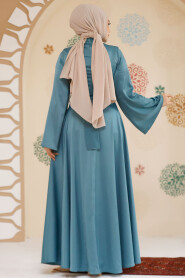 Modest Almond Green Evening Long Sleeve Dress 6157CY - 4