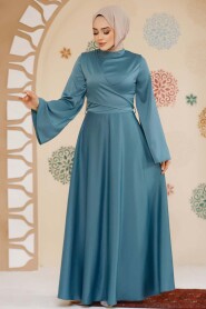 Modest Almond Green Evening Long Sleeve Dress 6157CY - 3