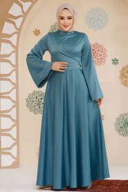 Modest Almond Green Evening Long Sleeve Dress 6157CY - 2