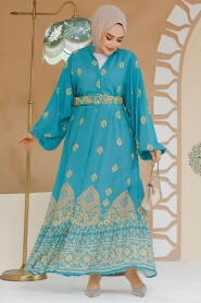 Modest Almond Green Floral Dress 517074CY - 1