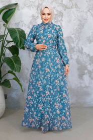 Modest Almond Green Floral Dress 52682CY - 2