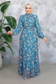 Modest Almond Green Floral Dress 52682CY - 3