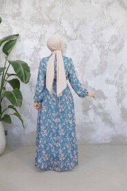 Modest Almond Green Floral Dress 52682CY - 4