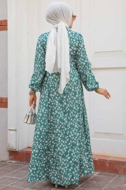 Modest Almond Green Floral Dress 61073CY - 4