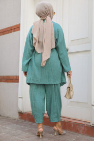 Modest Almond Green Kimono Dual Suit 12531CY - 4