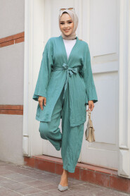 Modest Almond Green Kimono Dual Suit 12531CY - 2