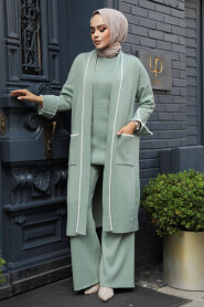 Modest Almond Green Knitwear Triple Suit 50182CY - 3