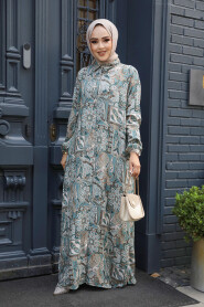 Modest Almond Green Long Dress 19503CY - 2