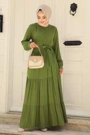 Modest Almond Green Long Dress 22042CY 