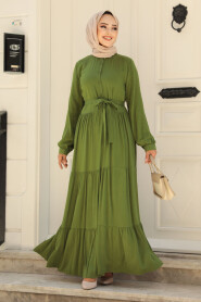 Modest Almond Green Long Dress 22042CY - 2