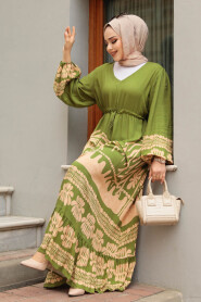 Modest Almond Green Maxi Dress 10237CY - 4