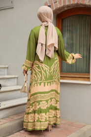 Modest Almond Green Maxi Dress 10237CY - 5