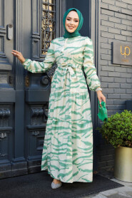 Modest Almond Green Maxi Dress 23142CY - 1