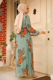 Modest Almond Green Maxi Dress 503501CY - 3