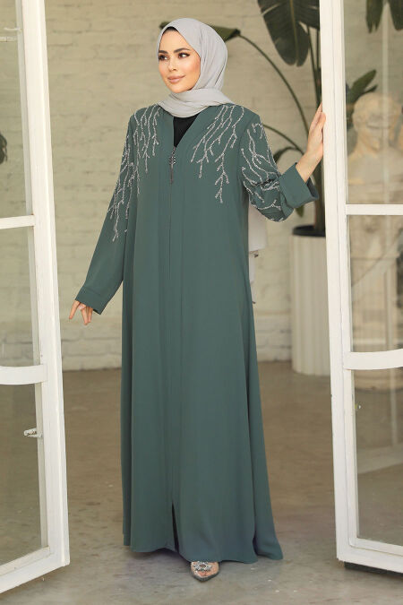 Modest Almond Green Plus Size Abaya 29110CY - NEVA STYLE
