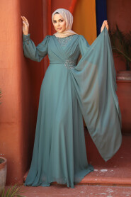 Modest Almond Green Plus Size Dress 25882CY - 2