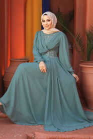 Modest Almond Green Plus Size Dress 25882CY - 3