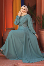 Modest Almond Green Plus Size Dress 25882CY - 4