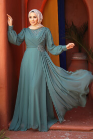 Modest Almond Green Plus Size Dress 25882CY - 1