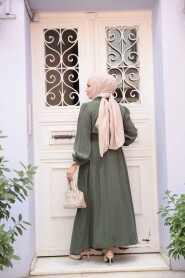 Modest Almond Green Summer Dress 19044CY - 4