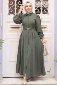 Modest Almond Green Summer Dress 19044CY - 2