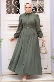 Modest Almond Green Summer Dress 19044CY - 1