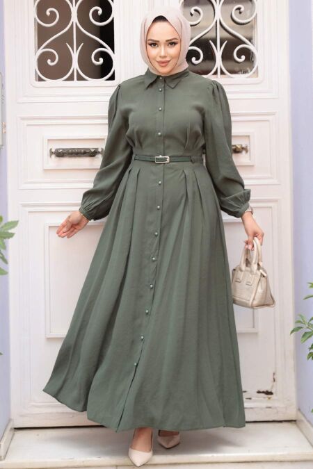 Modest Almond Green Summer Dress 19044CY - NEVA STYLE