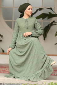 Modest Almond Green Summer Dress 23201CY - 2