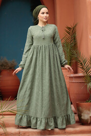 Modest Almond Green Summer Dress 23201CY - 3