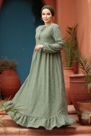 Modest Almond Green Summer Dress 23201CY - 4