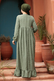 Modest Almond Green Summer Dress 23201CY - 5