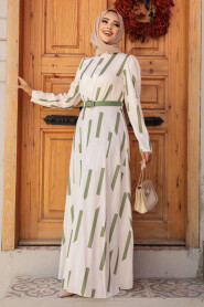 Modest Almond Green Summer Dress 4645CY - 1