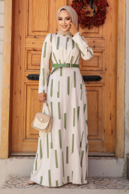 Modest Almond Green Summer Dress 4645CY - 2