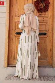 Modest Almond Green Summer Dress 4645CY - 3