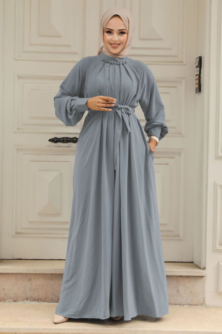 Modest Anthracite Abaya Dress 330113ANT - NEVA STYLE